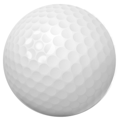 A detailed image of a golf ball with visible dimples and reflective surface.
