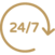 24/7 circular arrow icon representing around-the-clock availability