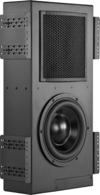 Wide black Wisdom Audio speaker with multiple drivers and tweeters